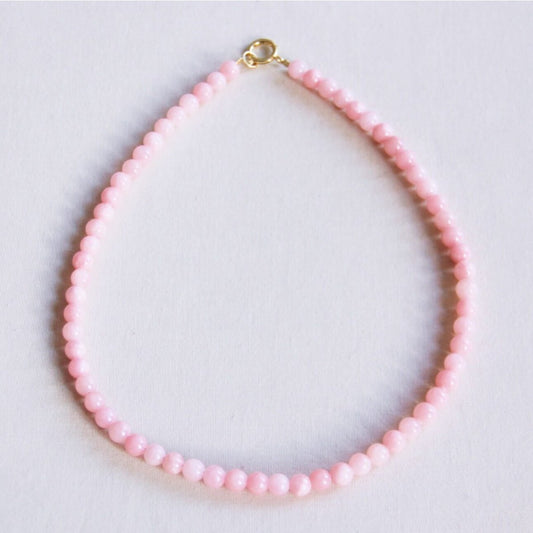 Natural stone bead necklace 'SMALL' - light pink