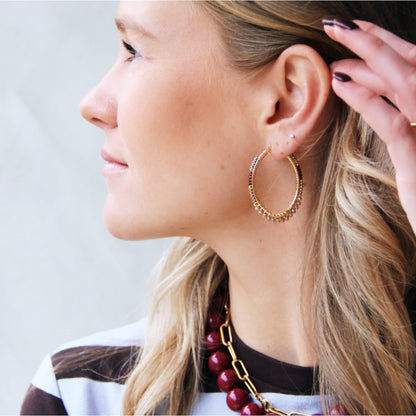 Oval faceted Miyuki hoops - mocha