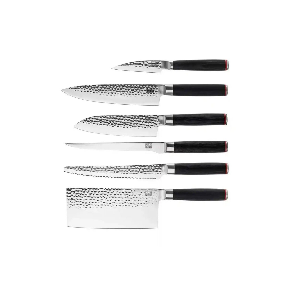 Set of knives - The Complete Set: 6 knives (paring knife + santoku + gyuto + fillet knife + bread knife + cleaver)