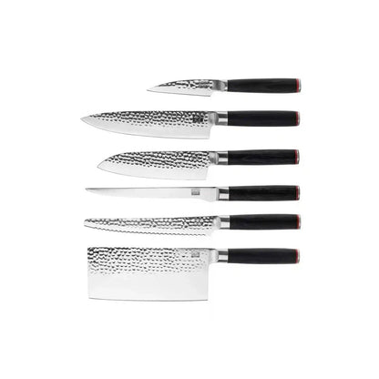 Set of knives - The Complete Set: 6 knives (paring knife + santoku + gyuto + fillet knife + bread knife + cleaver)