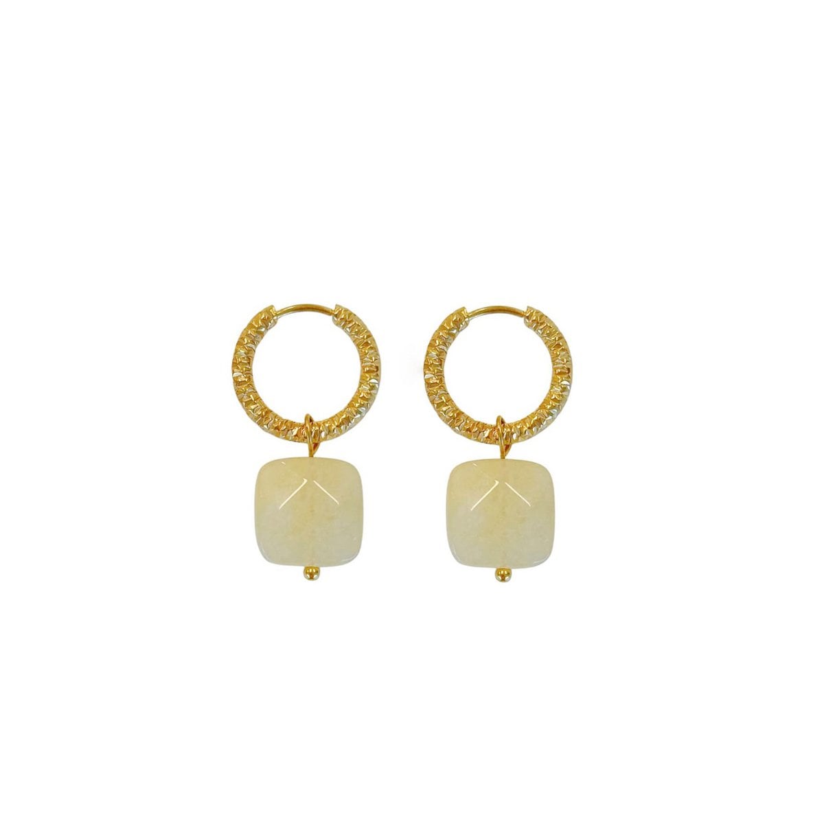 Jade Gemstone Earrings - Gold
