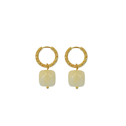 Jade Gemstone Earrings - Gold
