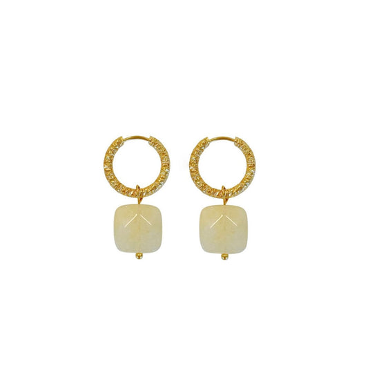 Jade Gemstone Earrings - Gold