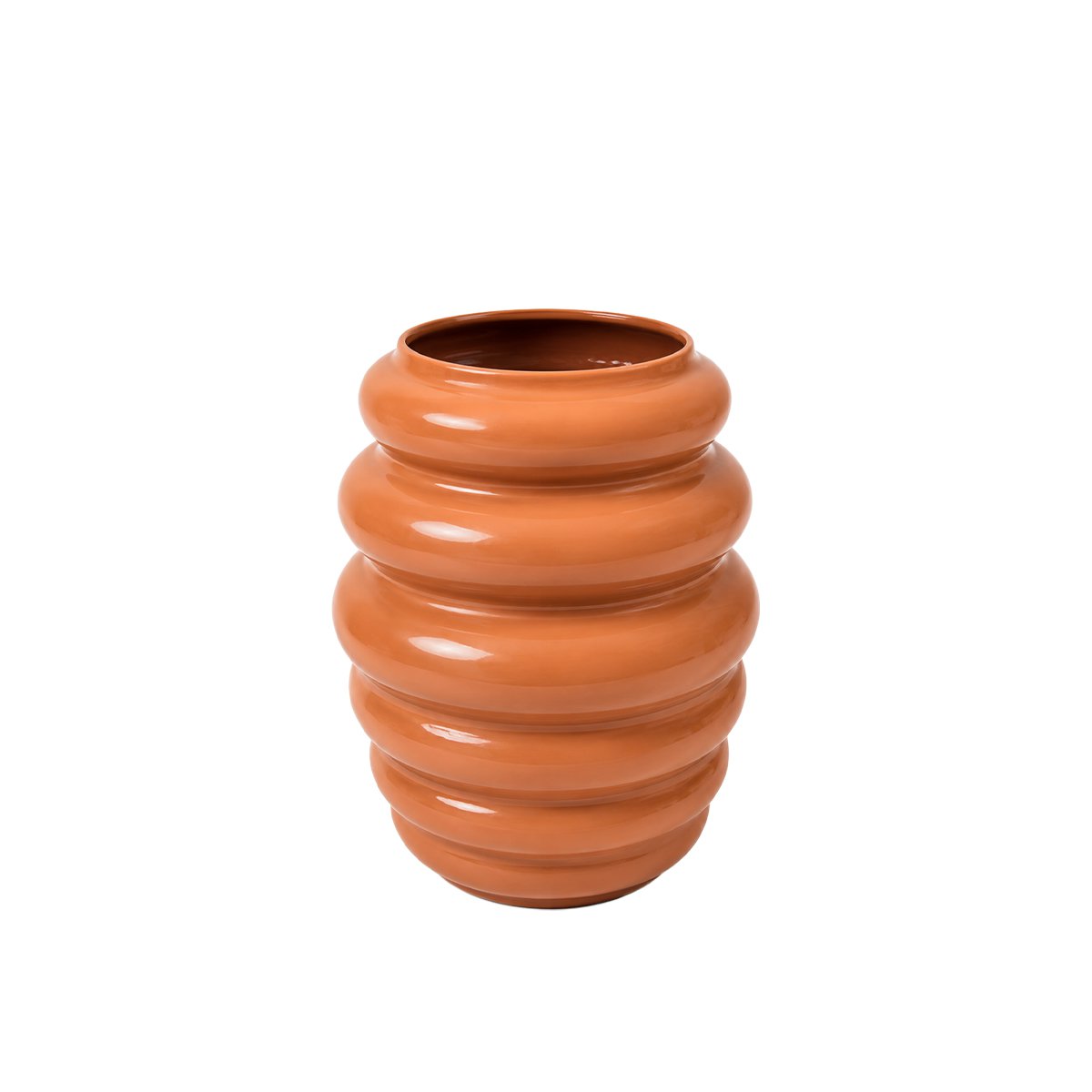 Wavy terracotta metal vase 28x28x33cm
