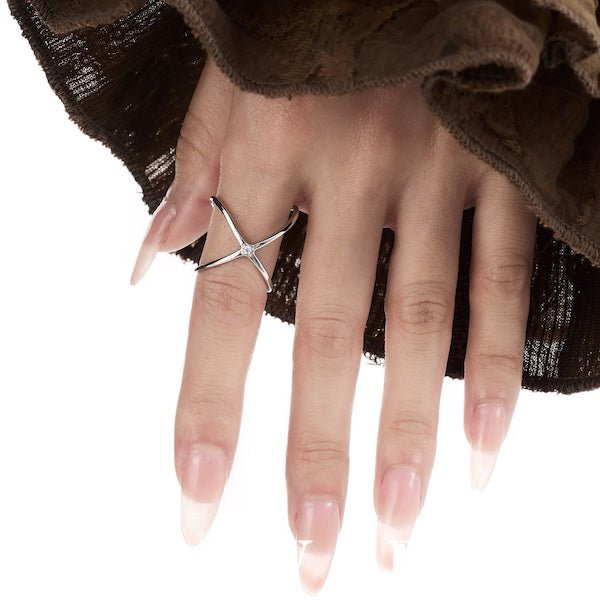 Sterling Silver Star Trace Double Sided Ring