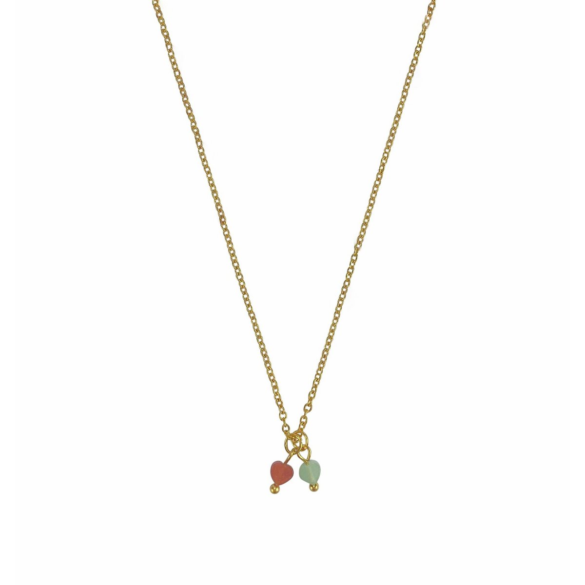 Necklace Aventurine Hearts - Gold