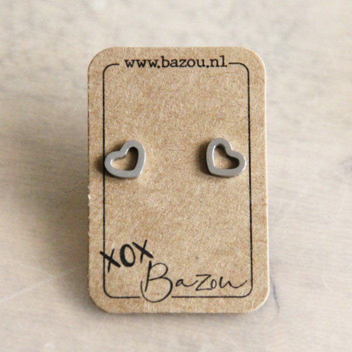 OS419 - Stainless steel ear studs open heart - silver