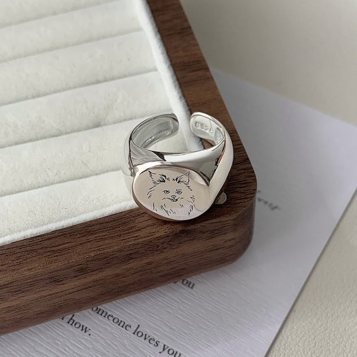Pomeranian Dog Signet Ring