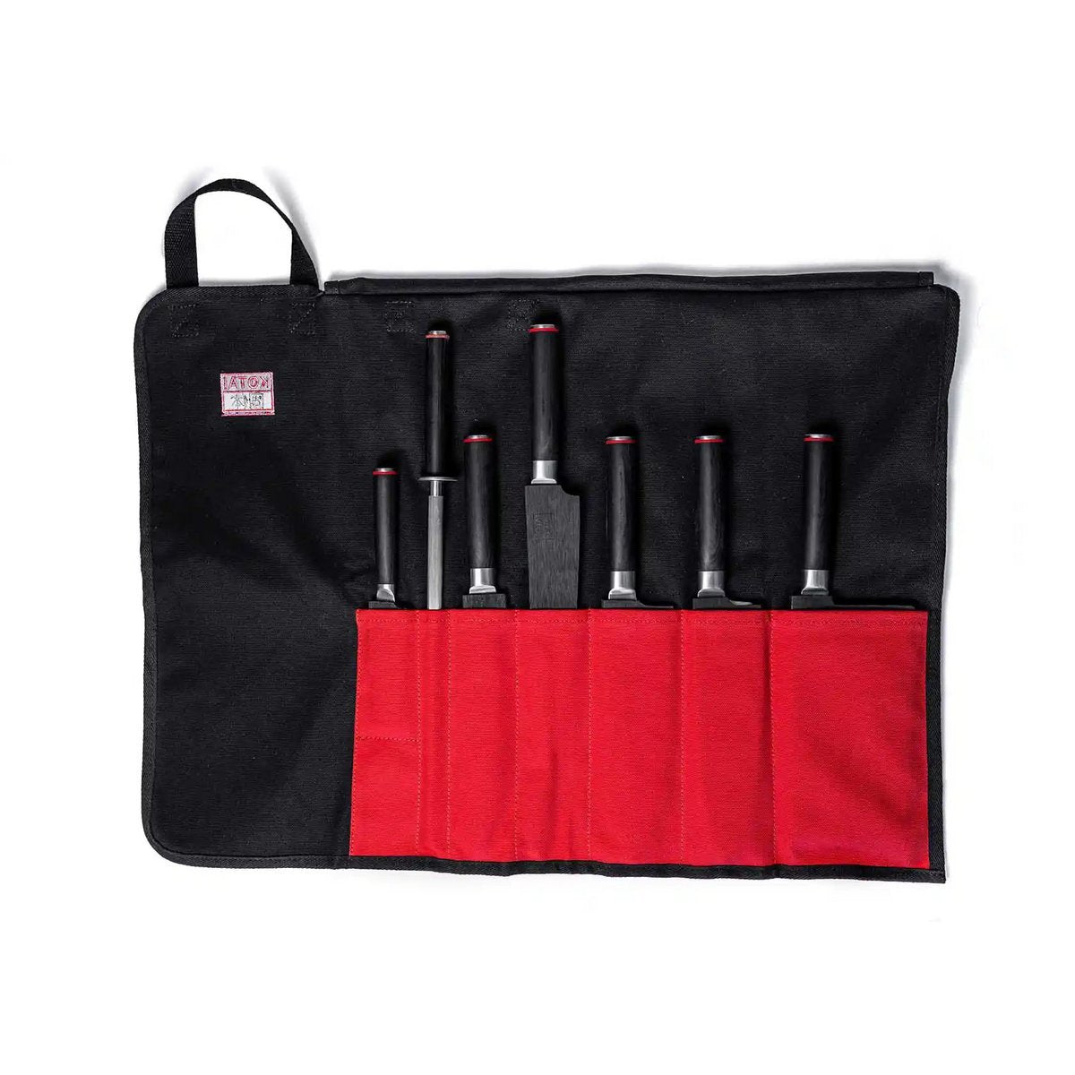 Kitchen Accessories - KOTAI knife roll-up bag - 100% cotton (7 slots for 6 knives and a honing steel)