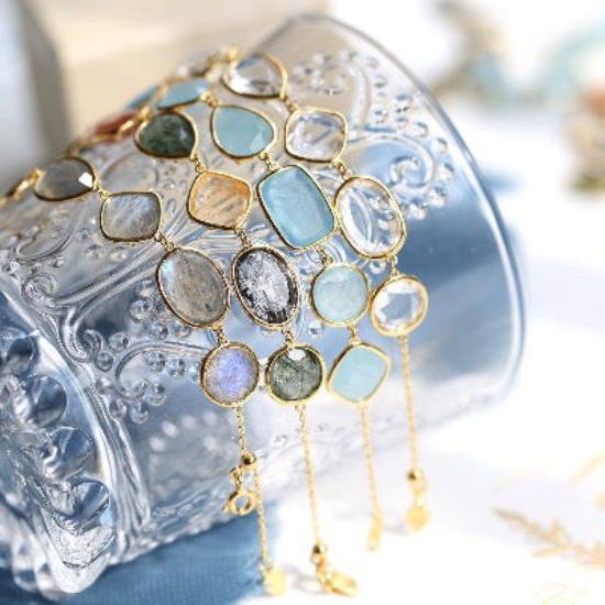 Rainbow Quartz Crystals Beads 5-Stone Bracelets