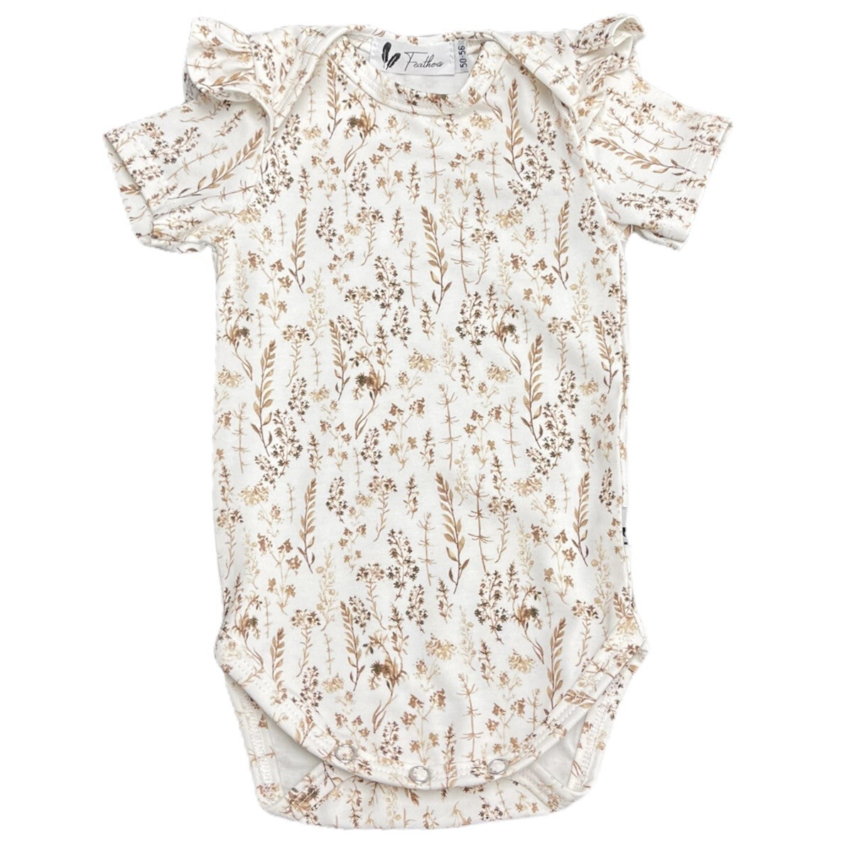 Romper short sleeve ruffle dried flowers