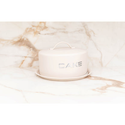 BEIGE CAKE PLATE WITH BELL 28X28X15CM