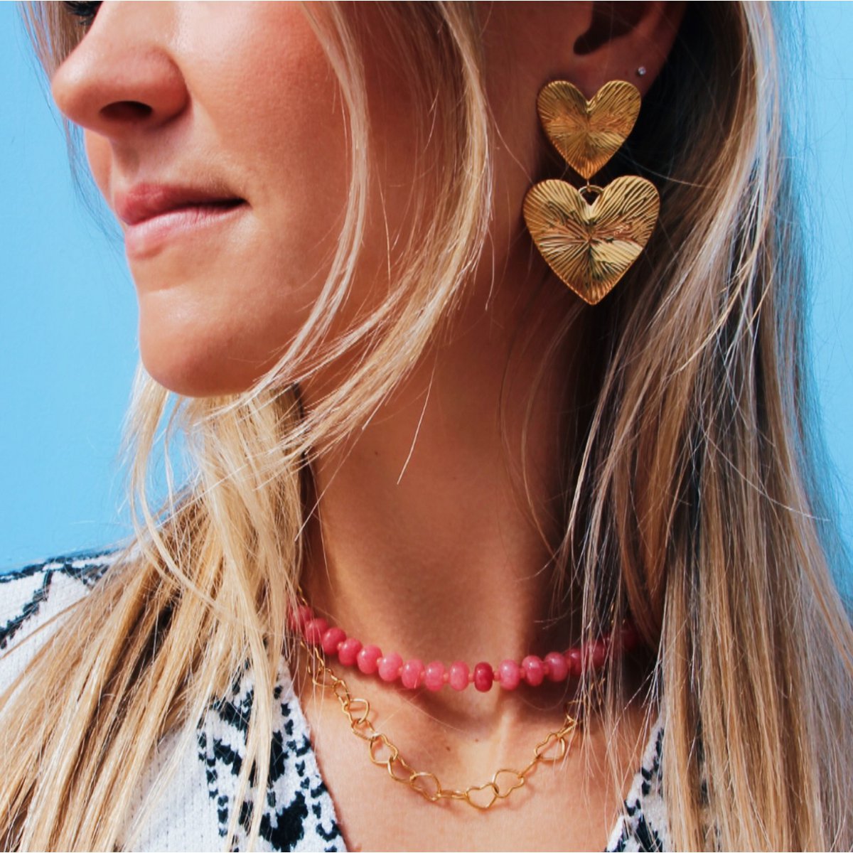 Statement earring 2 hearts