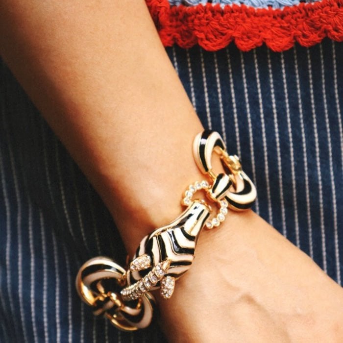 Vintage Zebra Enamel Chunky Statement Bracelet