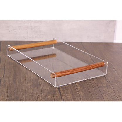 Acrylic tray with wooden grips