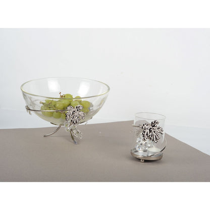 Decorative silver vine leaf cup 25x25x17cm