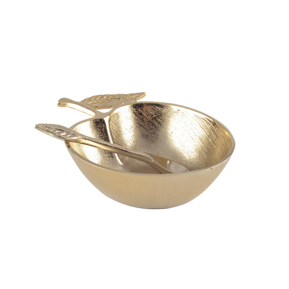 GOLDEN APPLE CUP WITH SMALL SPOON 18X13.5X5CM