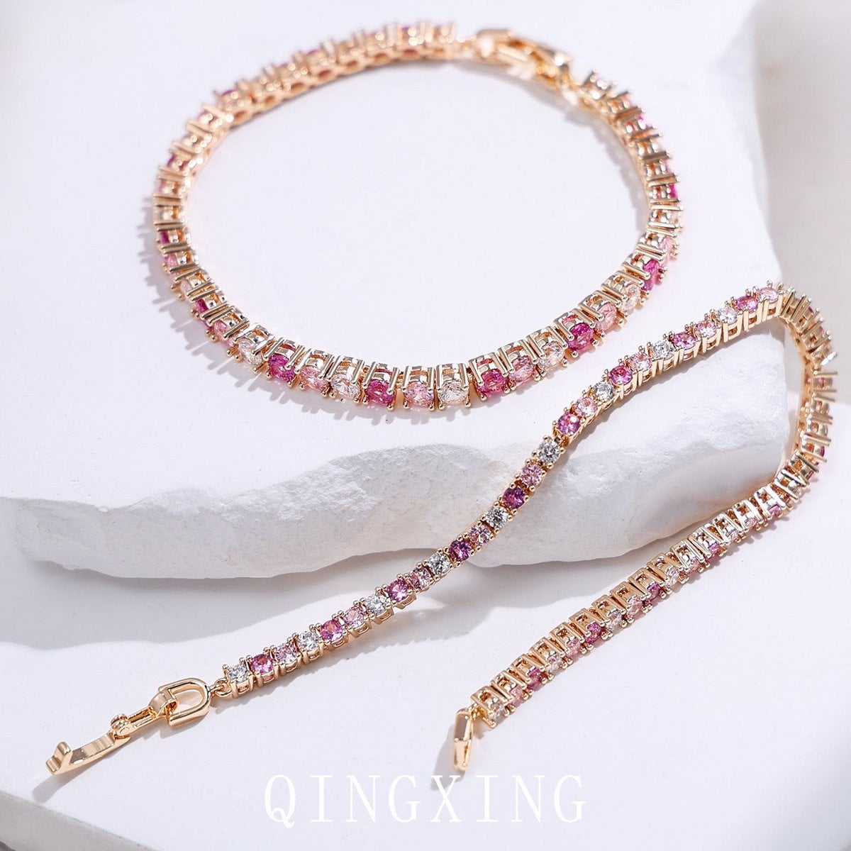Dazzling Pink Ombré Tennis Bracelet