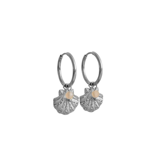 Shell & Rose Quartz Earrings - Silver