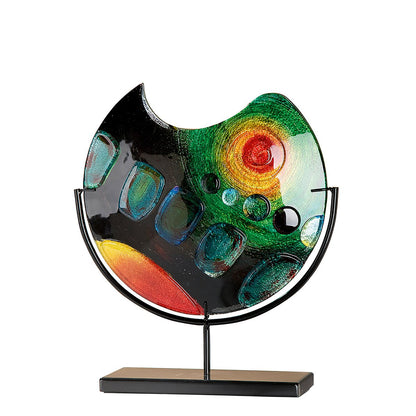 Glasart round decorative vase on stand "Sunrise"