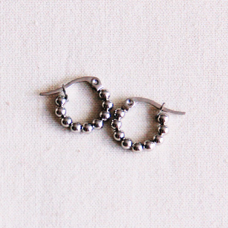 RVS creool 14mm"bolletjes" - zilver - EA505