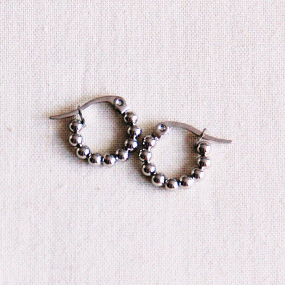 RVS creool 14mm"bolletjes" - zilver - EA505