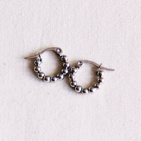 RVS creool 14mm"bolletjes" - zilver - EA505