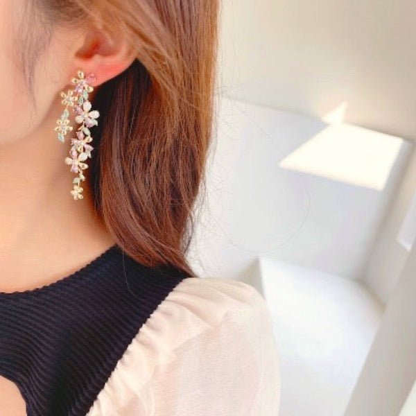 Elegant Dazzling Bloom Longline Earrings