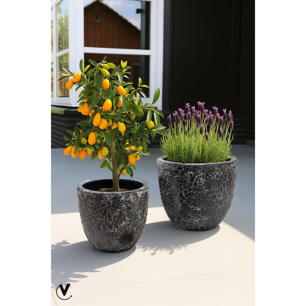 Plant pot - Laki relic black set Ø36/25 x H34/25 cm - (set of 2 pieces)
