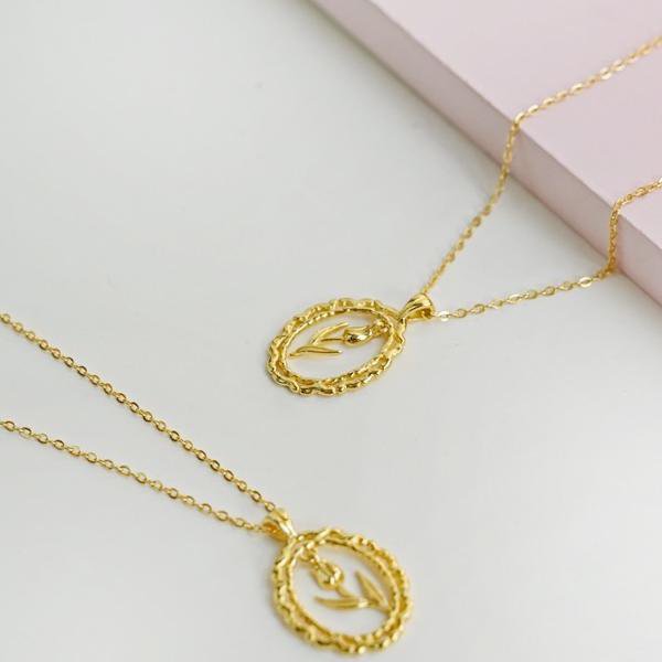 Modern Vintage Tulip necklace - Gold vermeil