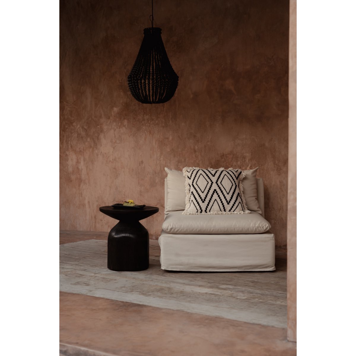The Sahara Diamond Cushion Cover - Natural Black