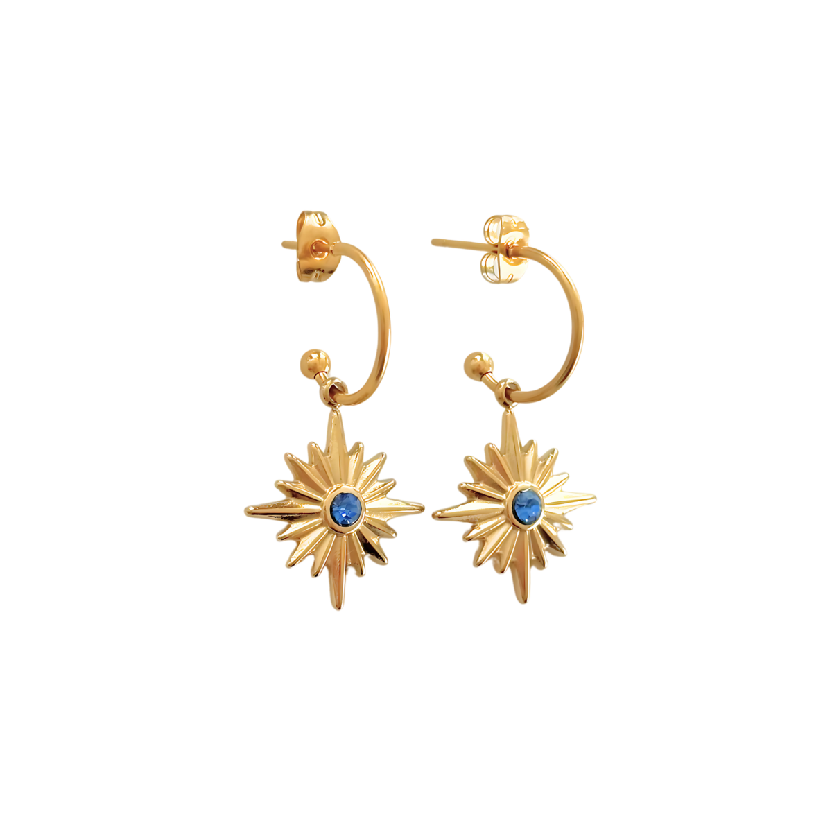 Sparkle Blue Zirconia Oorringen - Gold