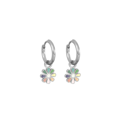 Pastel Flower Earrings - Silver
