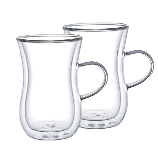 Set of 2 cups to the double wall with handle