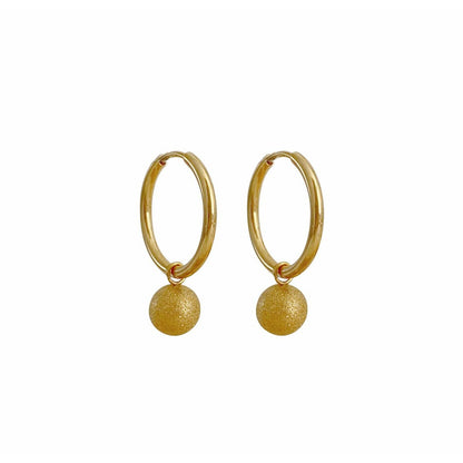 Frosted Ball Earrings - Gold