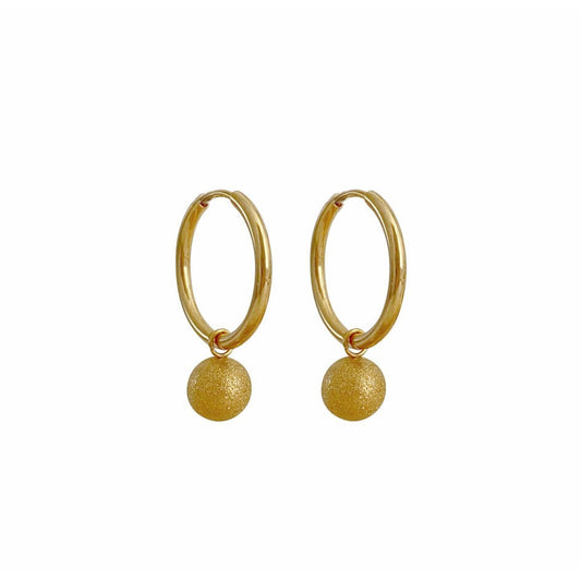 Frosted Ball Earrings - Gold