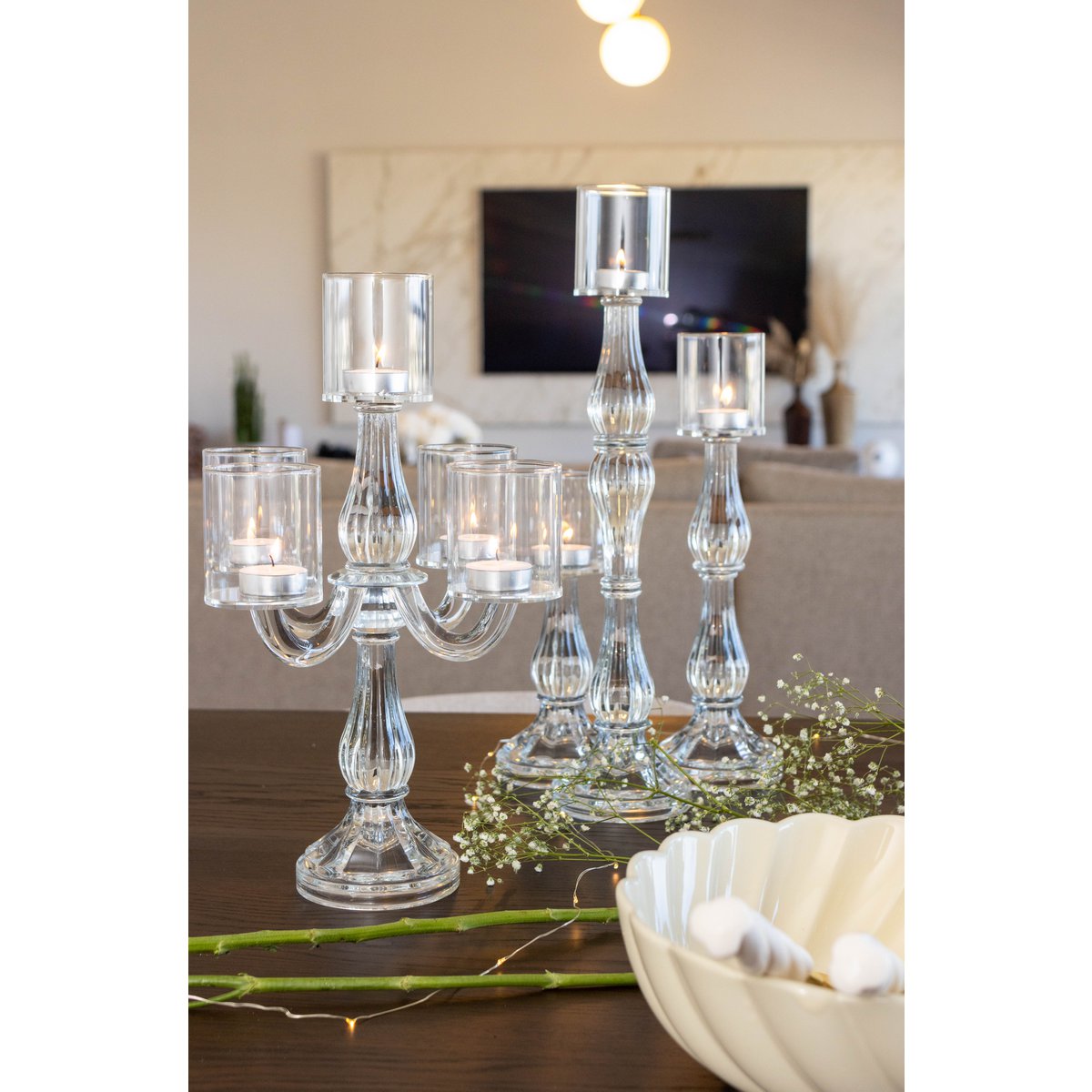 Middle transparent candlestick model H31cm