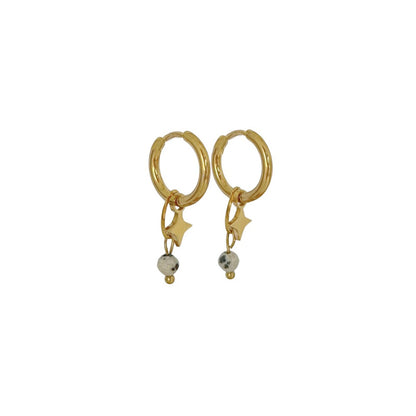 Dalmatian Jasper & Star Earrings - Gold