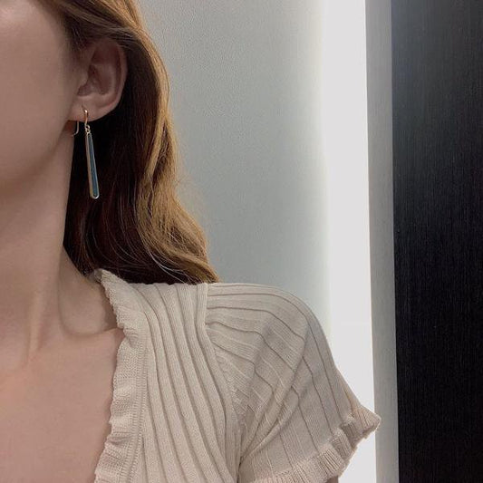 Minimalist Geometric blue enamel earrings