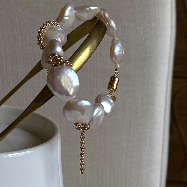 Unique Baroque Pearl Coin Beads Bracelet