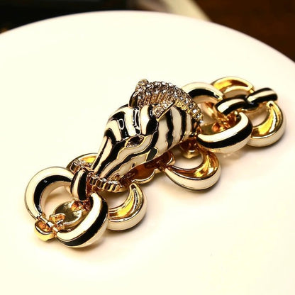 Vintage Zebra Enamel Chunky Statement Bracelet