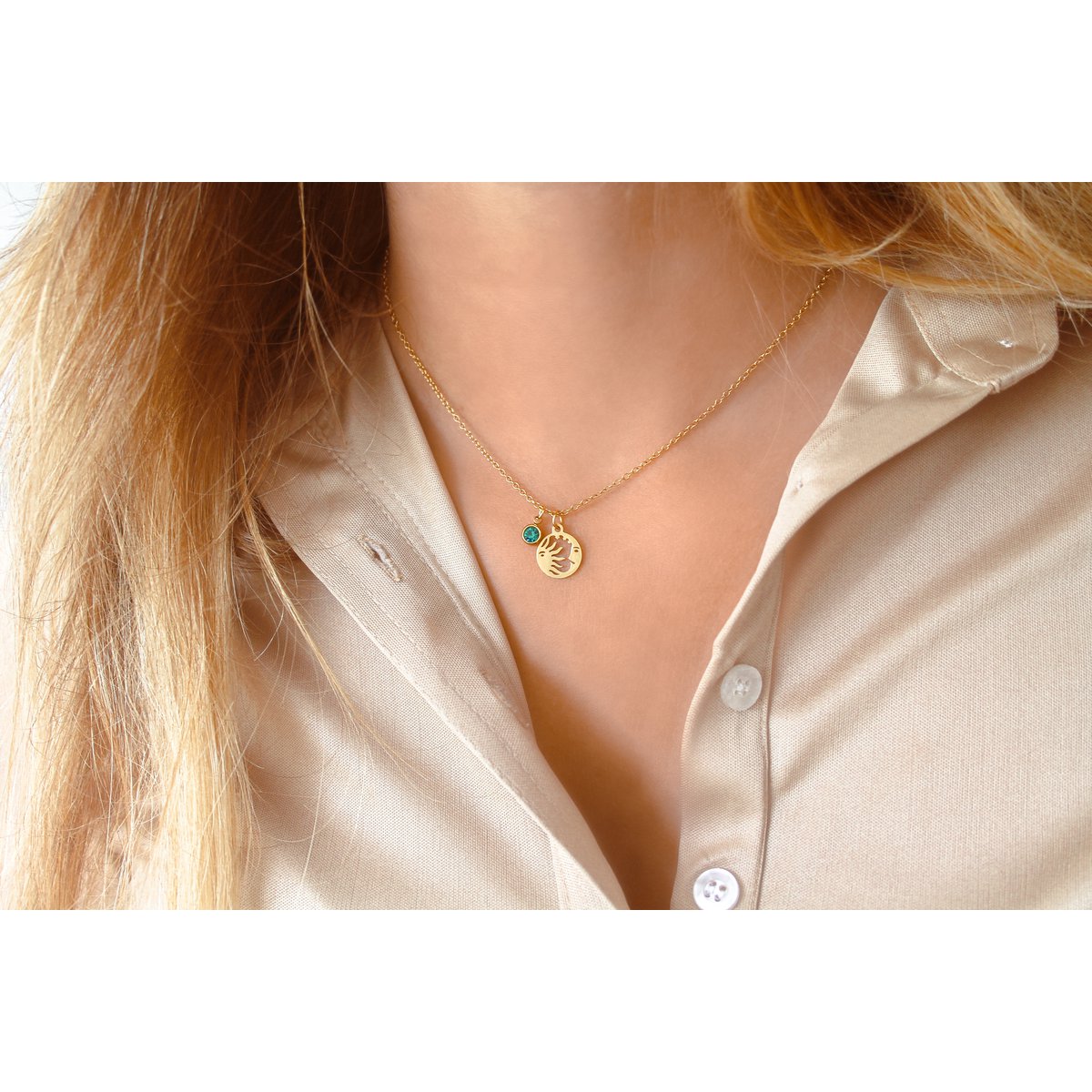 Necklace Moon & Sun Pendant - Gold
