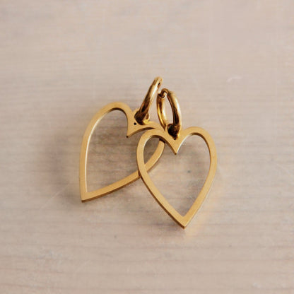 Stainless steel earrings long heart - gold