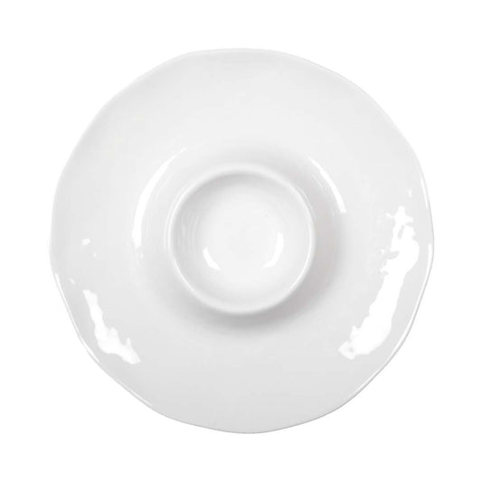 PLAT APERITIF CHIP AND DIP BLANC EN MELAMINE 35X35X3CM