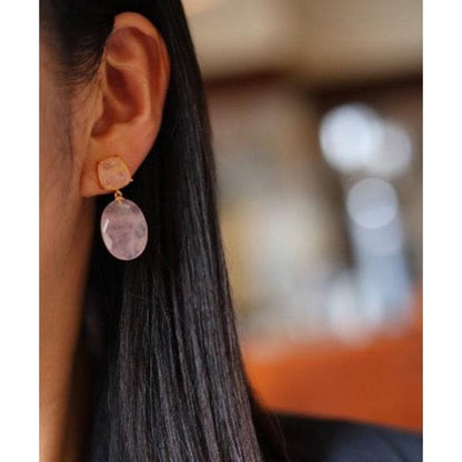 Romantic Rose Quartz Crystal Earrings