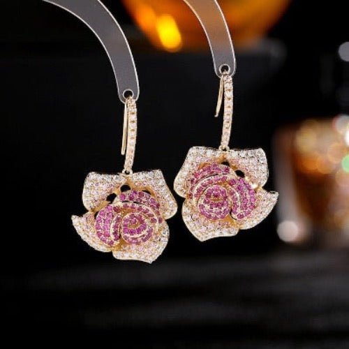 Sparkling Fancy Camille Flower Drop Earrings