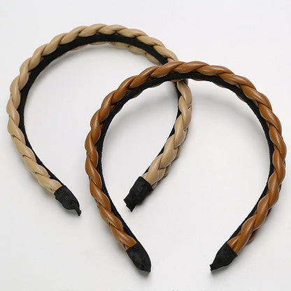 Vintage style leather look braided headband