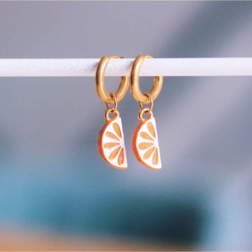 Stainless steel hoop earrings 'orange'