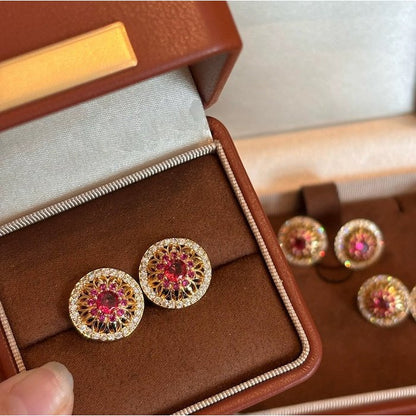 Vintage Style Halo Crystal Stud Earrings
