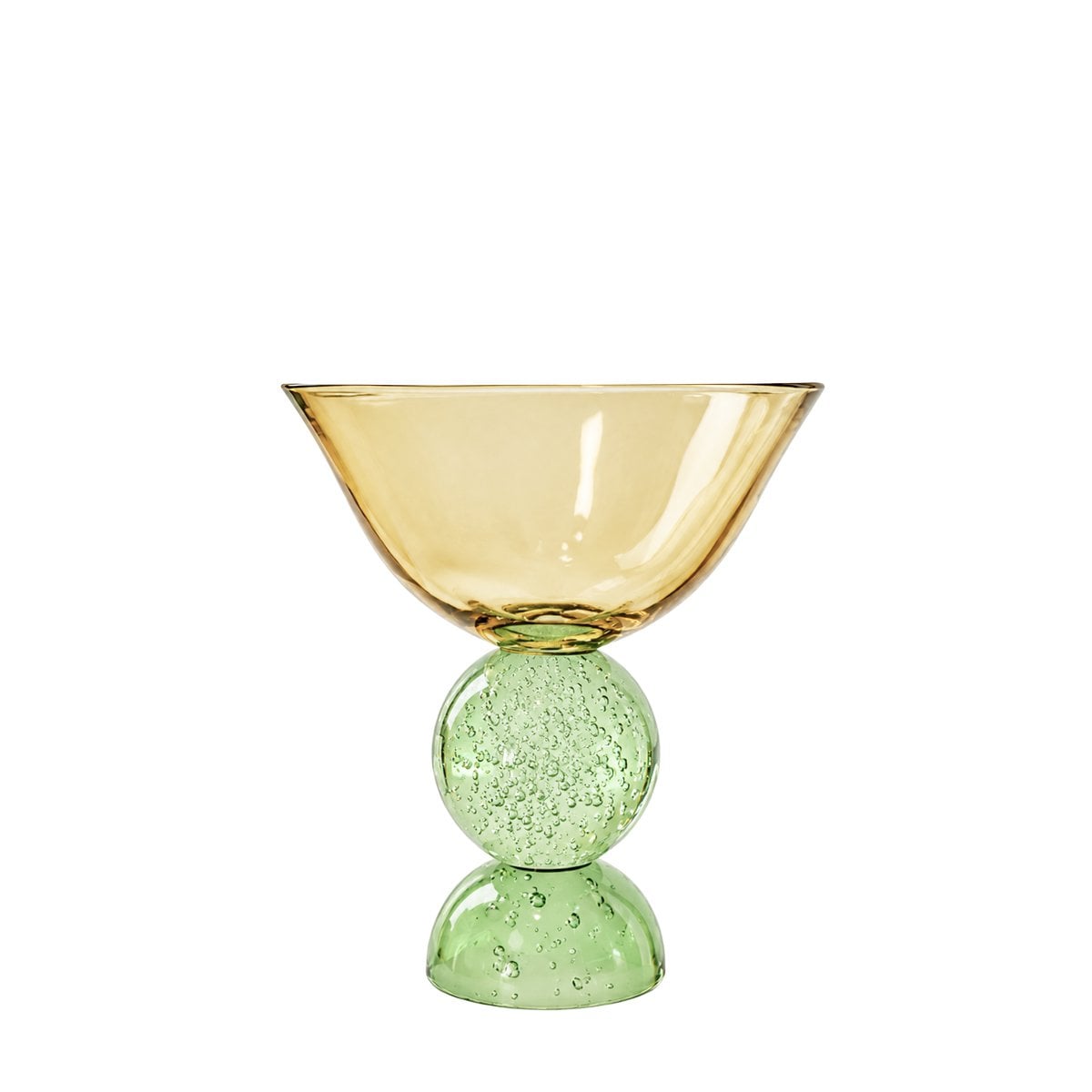 Amber ice cream cups with green bubble base - set of 4